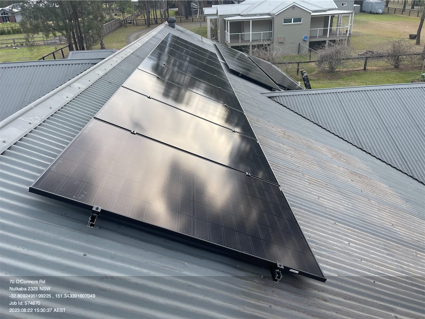 Off-grid solar array on rural acreage