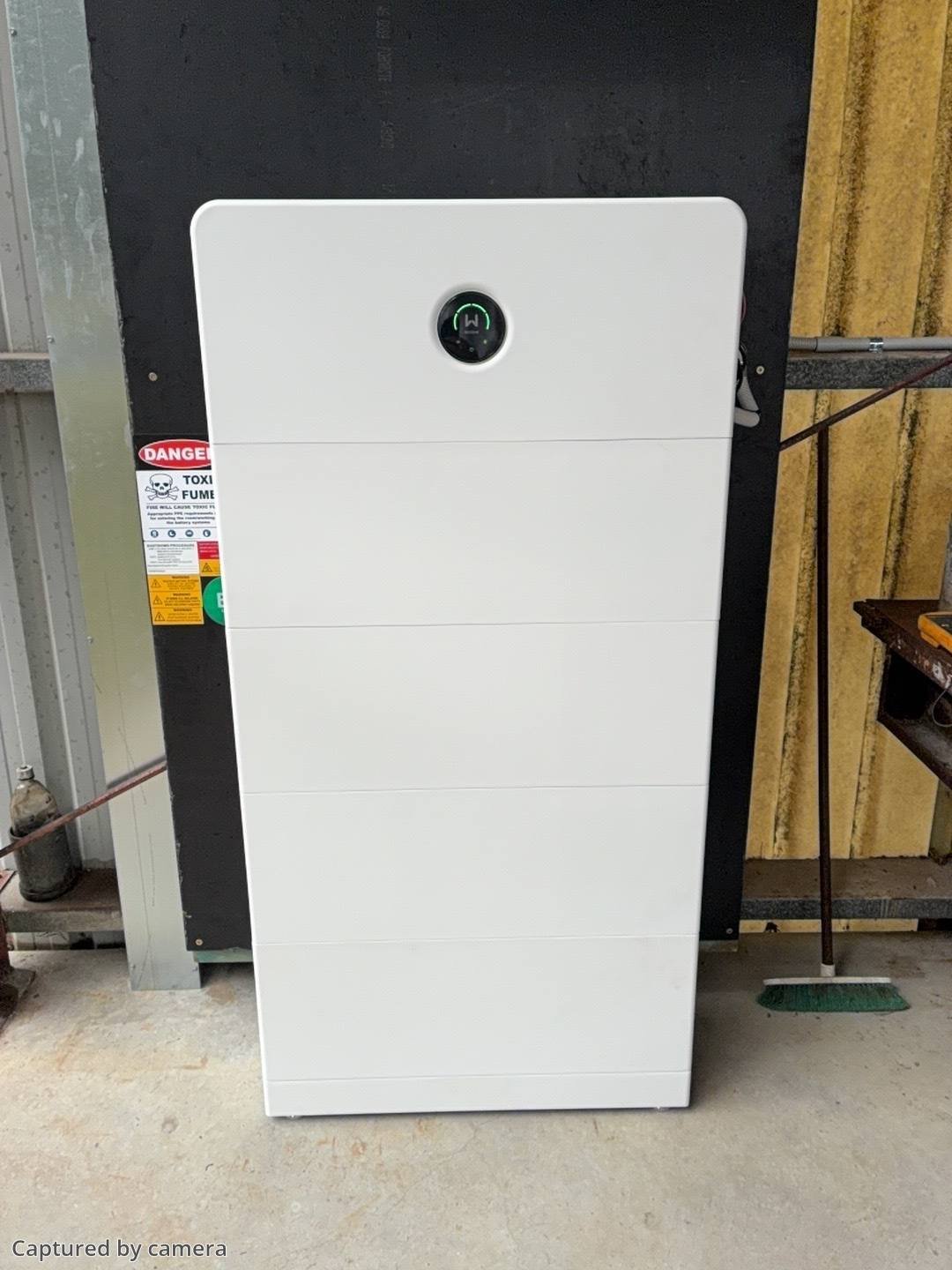 Stacked GoodWe home battery installed in a farm shed, Quorrobolong NSW