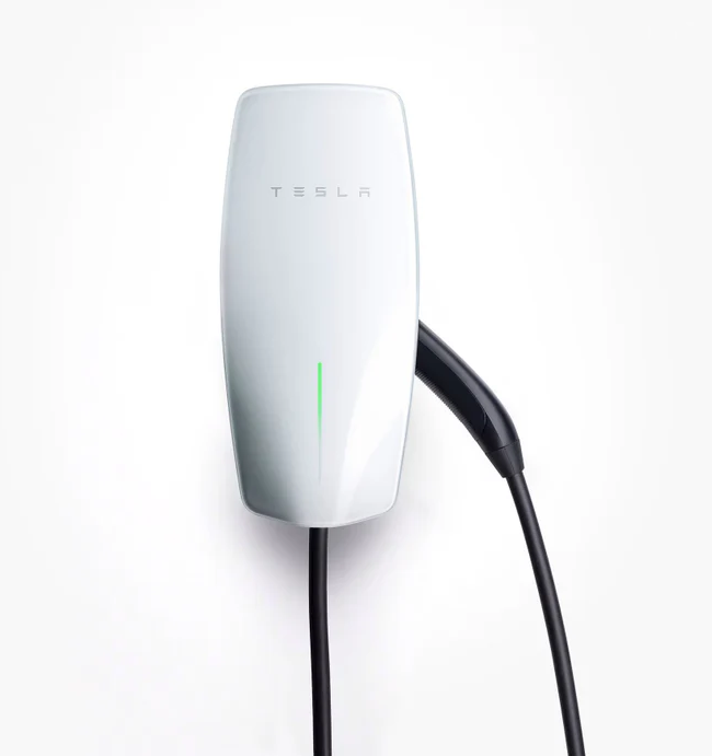 Tesla Wall Connector (Gen 3) home EV charger in white with Type 2 connector